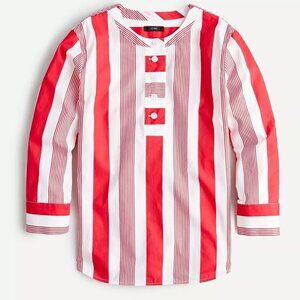 J. Crew Poplin Button Front Poplin Cotton Tunic Top | Medium